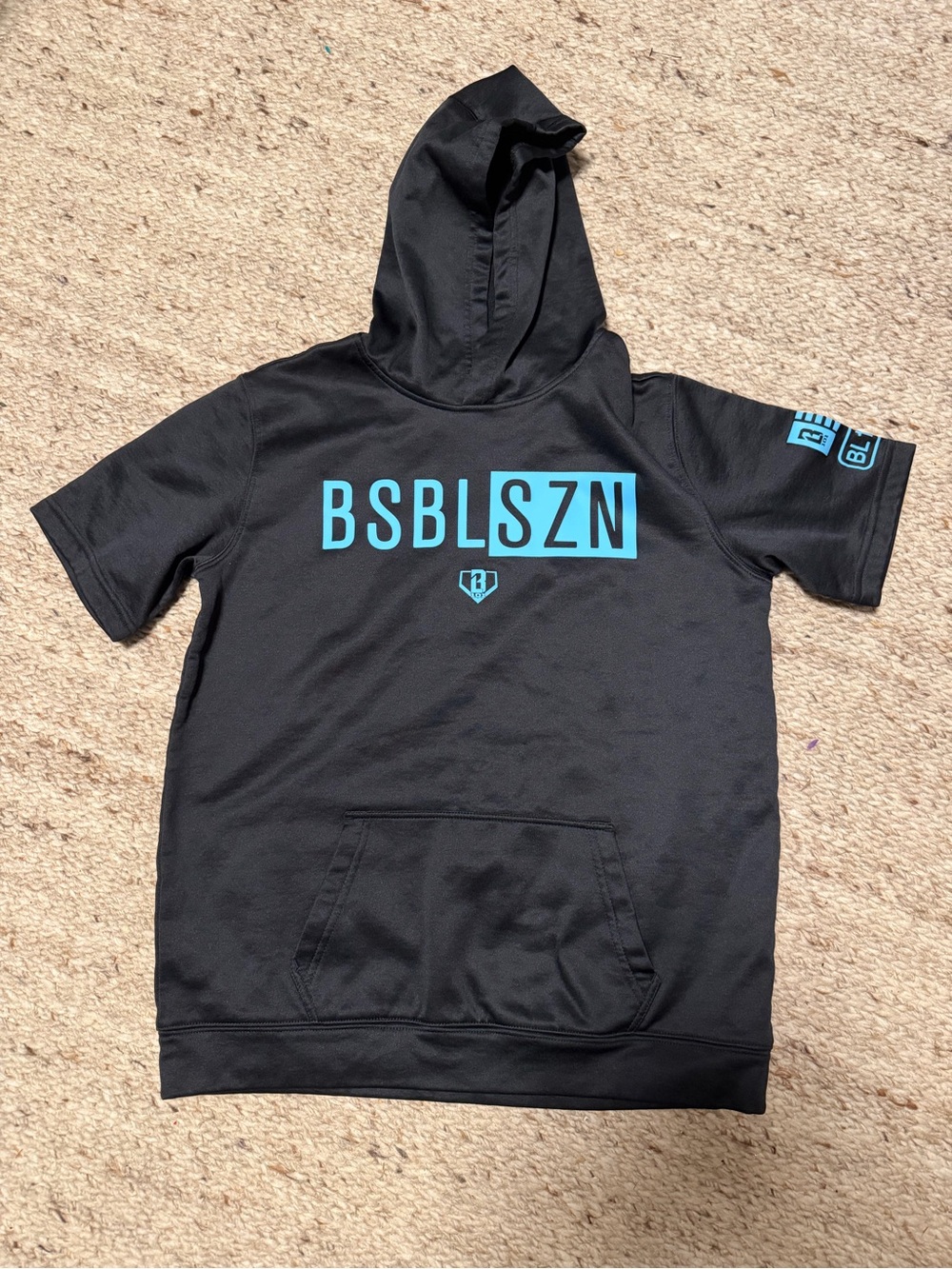 BSBLSZN Short Sleeve Hoodie - Black with Teal Logo